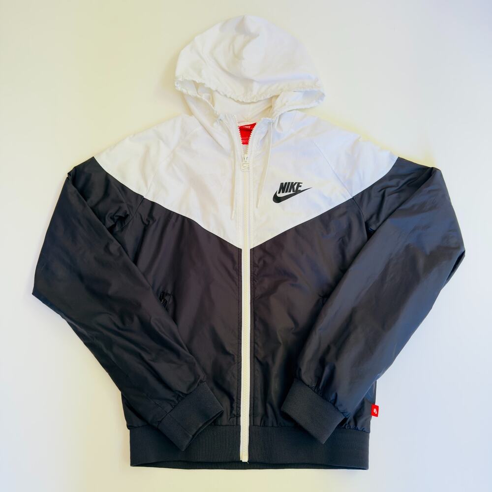 Nike Windrunner Womens Small Black White Hooded Rain Jacket Running Track Coat